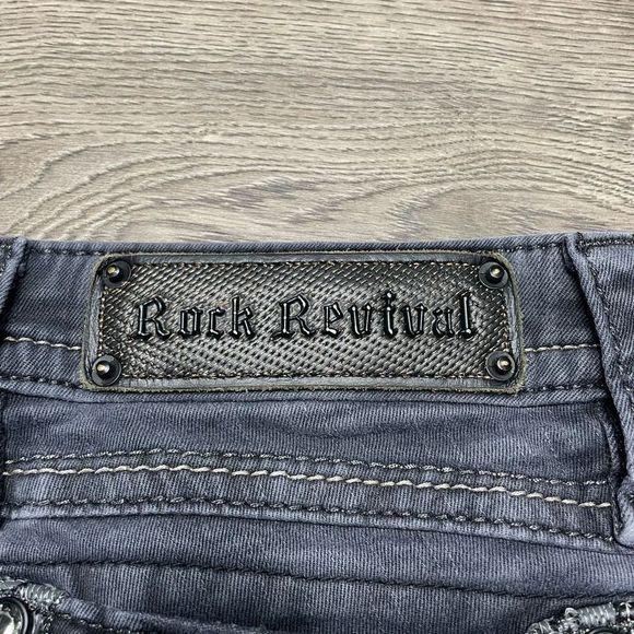 Rock Revival Jeans Womens Size 26 Teyla Skinny Low Rise Grey Denim - Picture 9 of 14